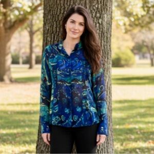 Chico’s Silk Button Down Blouse Size 1 (Medium